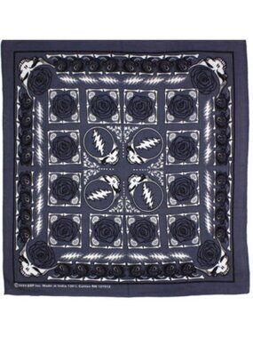 Grateful Dead SYF & Roses Bandana ~ Officially Licensed ~ Grey ~ Brand New!